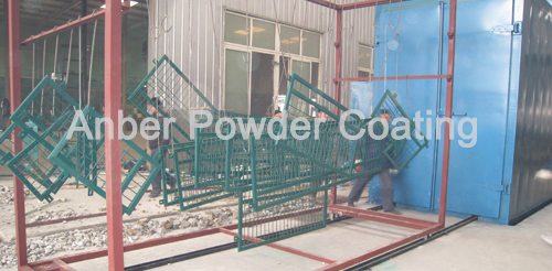 Manual mesh sheet powder coating line