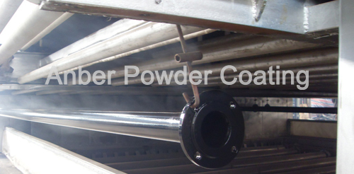 Fluidized bed powder coating line for tube & pipe